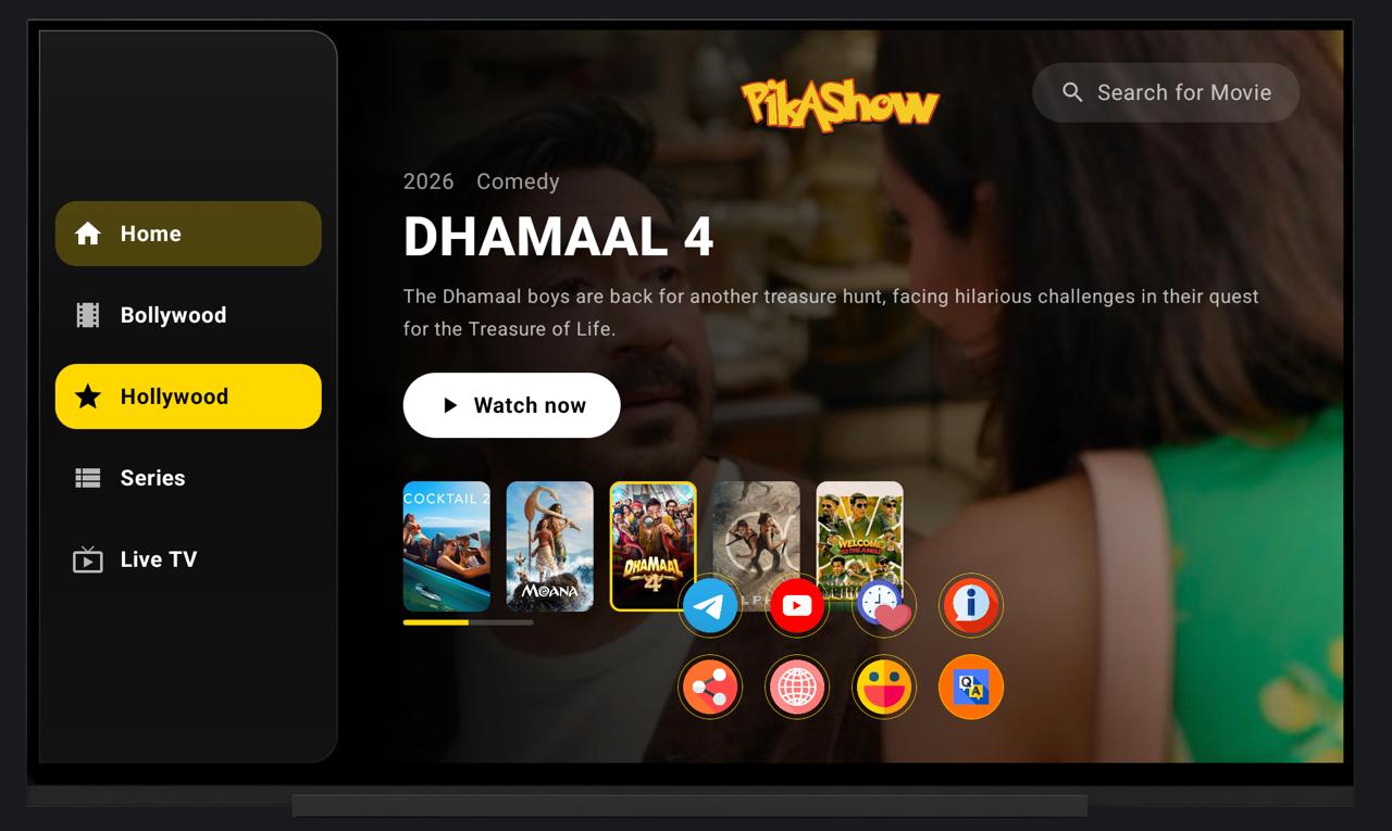 Pikashow home screen