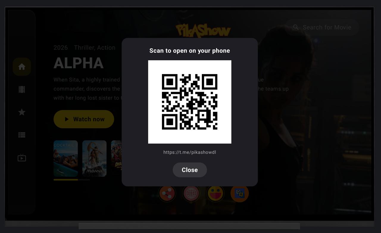 Pikashow scan to open on phone